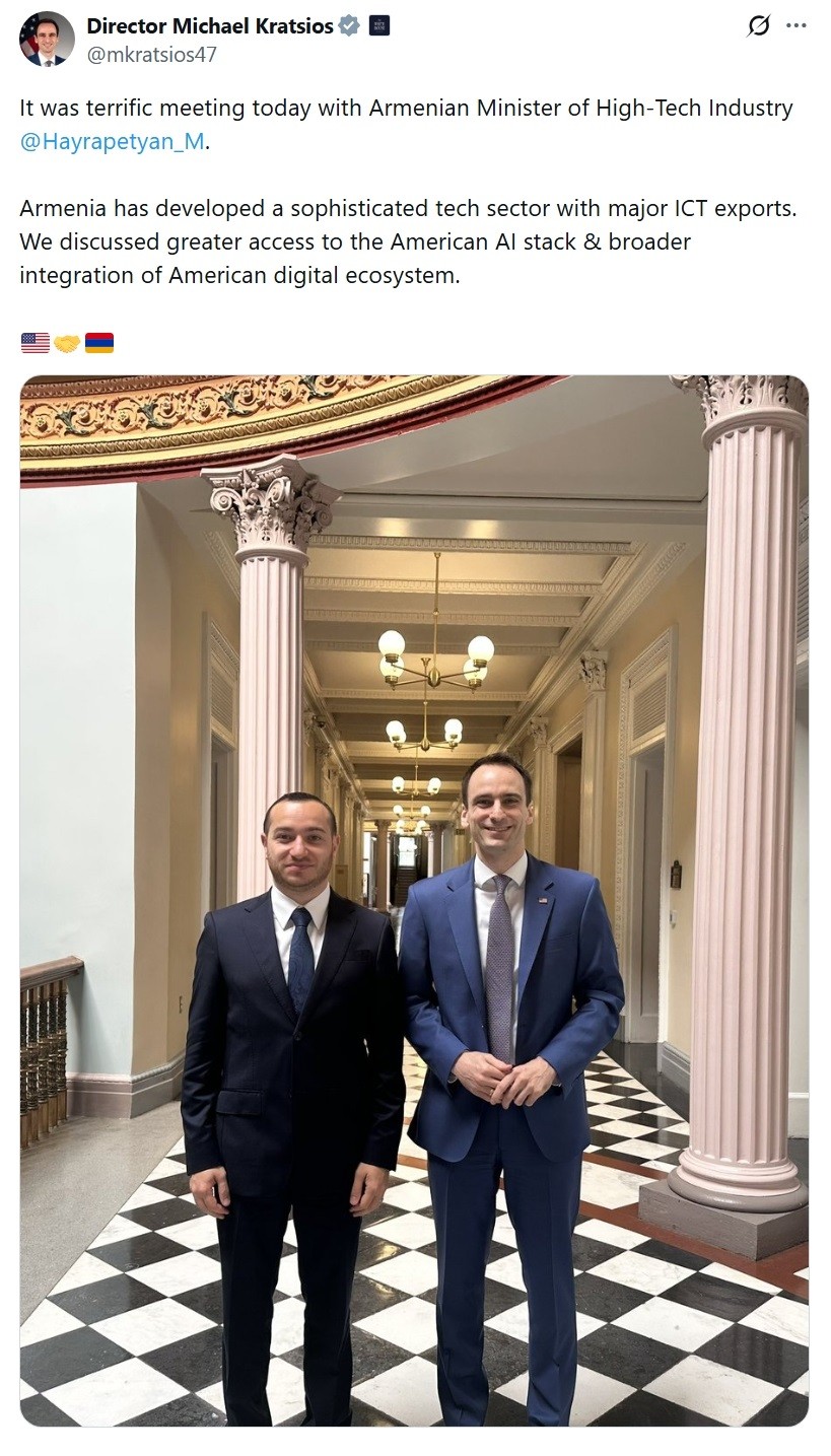 Հրաշալի հանդիպում ունեցա նախարար Մխիթար Հայրապետյանի հետ. Մայքլ Կրացիոս